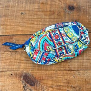 Vera Bradley Blue and Red Patterned Cosmetic Bag with mirror EUC Classic Preppy